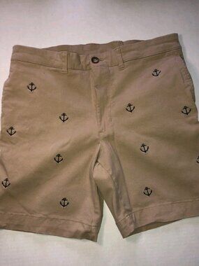 Vintage 1946 Washed Stoned Beaten Tan Anchor Preppy Shorts Mens 36 Embroidered